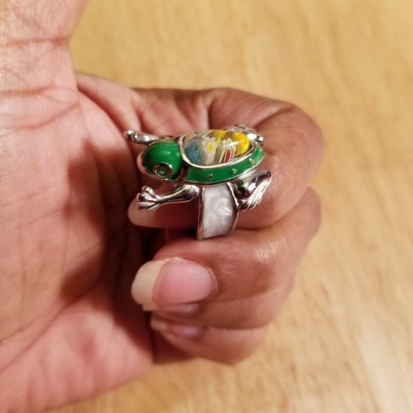 Stainless steel Murano Frog Ring Size 6 - Picture 2 of 8